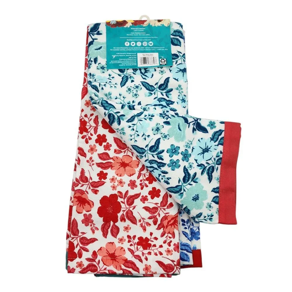 The Pioneer Women Floral Multicolor Cotton‎ Kitchen Towel Set 3pc  20x30in